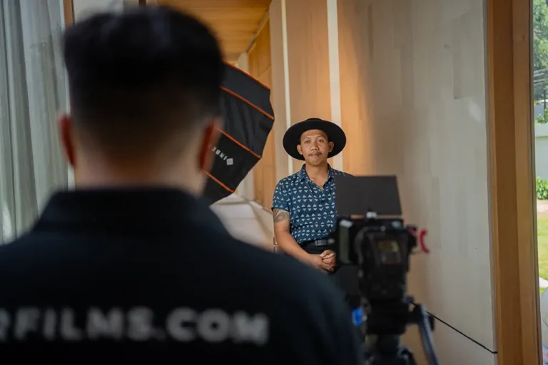 Corporate video filming in Bali – on-location interview setup in Ubud, TDR FILMS